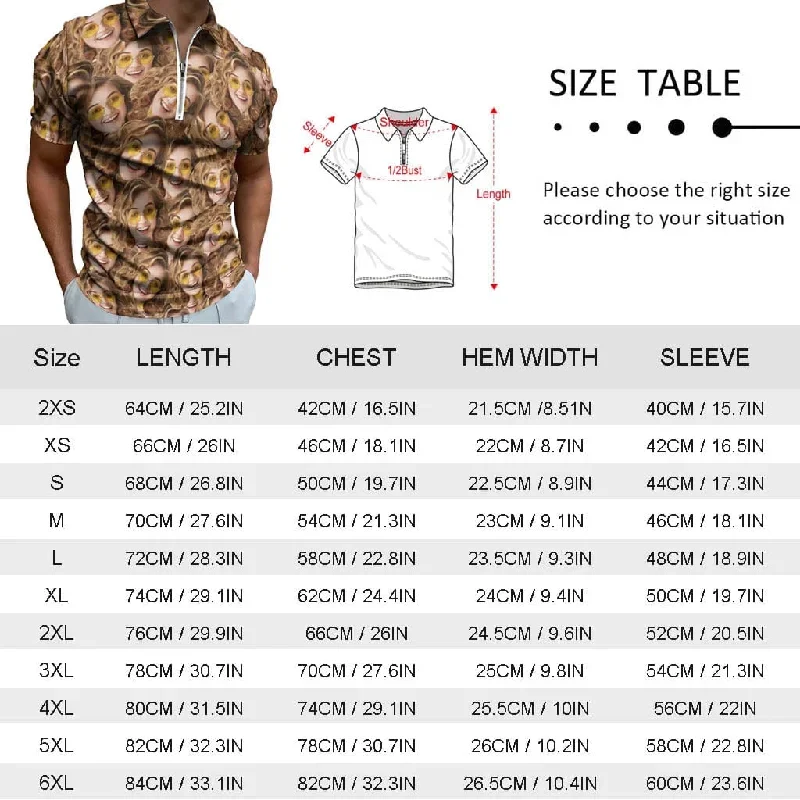 plus-size-custom-couple-face-santa-elk-mens-short-sleeve-polo-shirt-with-zipper-all-over-print-polo-shirt