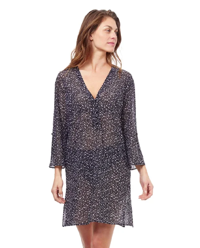 Profile By Gottex Bash V-Neck Long Sleeve Mesh Tunic Cover Up