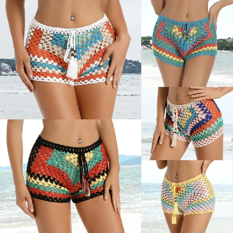 Radiant Waves Handmade Crochet Rainbow Bikini Bottom