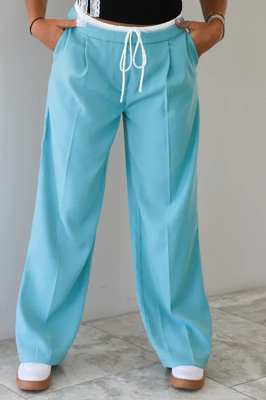 RESTOCK: Beachfront Bliss Pants: Waterfall/White