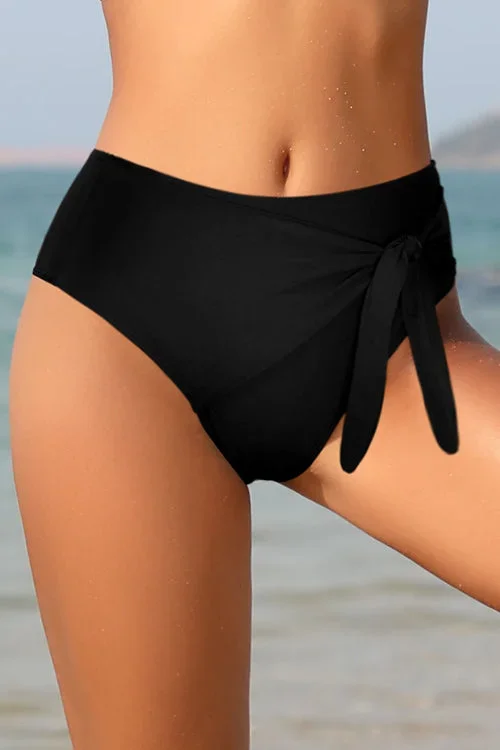 Tie Knot Front High Waisted Bikini Bottoms