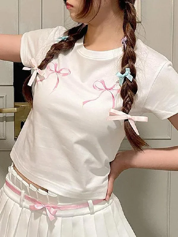 short-sleeve-crew-neck-bow-print-crop-t-shirt