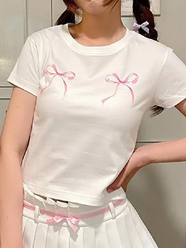 short-sleeve-crew-neck-bow-print-crop-t-shirt