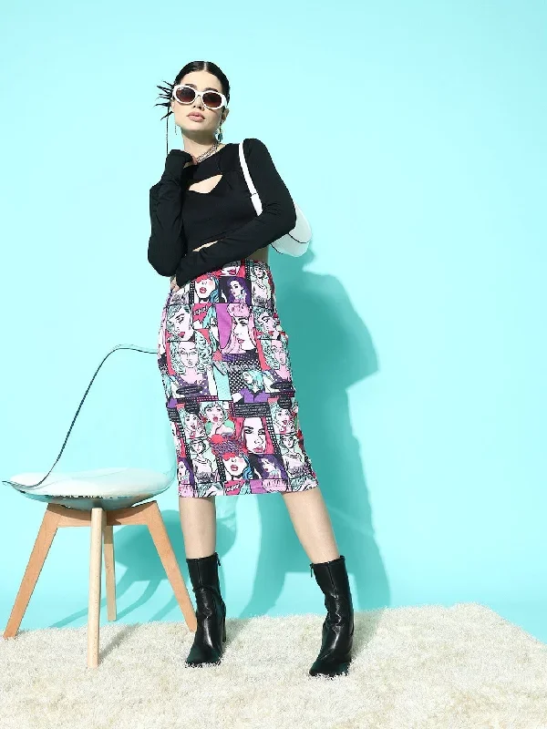 sk6019mu-berrylush-women-multicolour-graphic-printed-high-rise-straight-hem-slip-on-back-slitted-pencil-midi-skirt