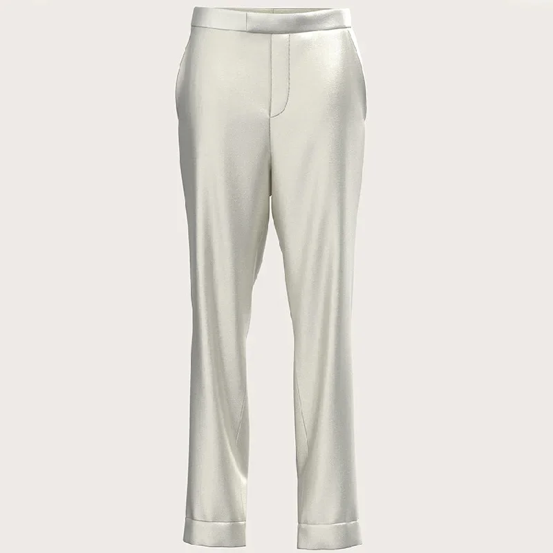 SLIM SATIN SILK TROUSER IN WHITE