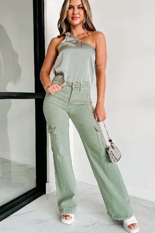 slink-away-one-shoulder-satin-top-sage