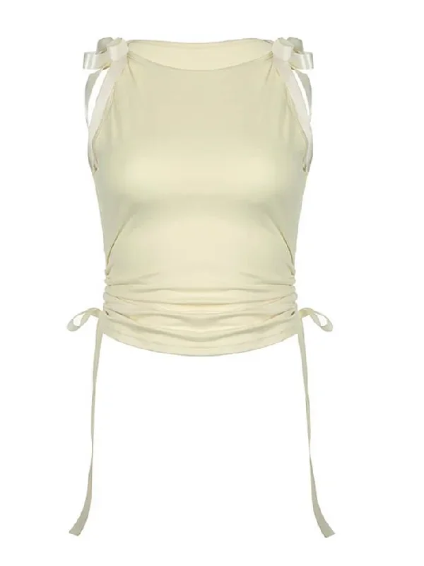 Solid Color Webbing Drawstring Tank Top