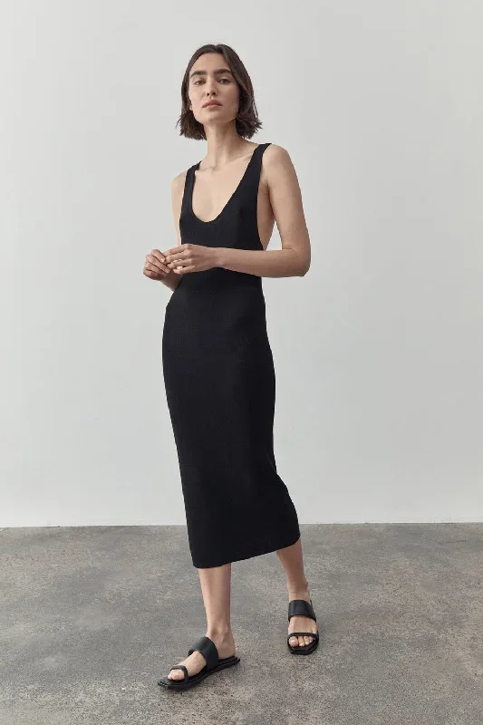 ST.AGNI RACER BACK KNIT DRESS BLACK