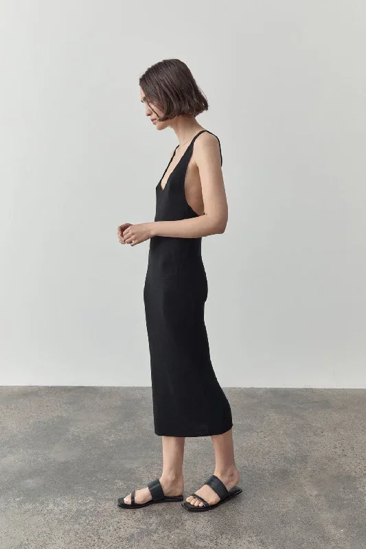 stagni-racer-back-knit-dress-black