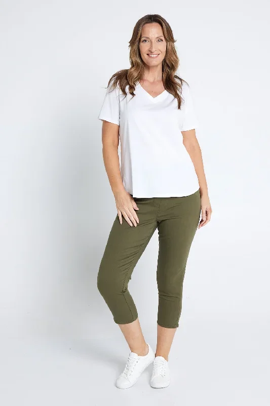 Stefani Capri Pants - Khaki