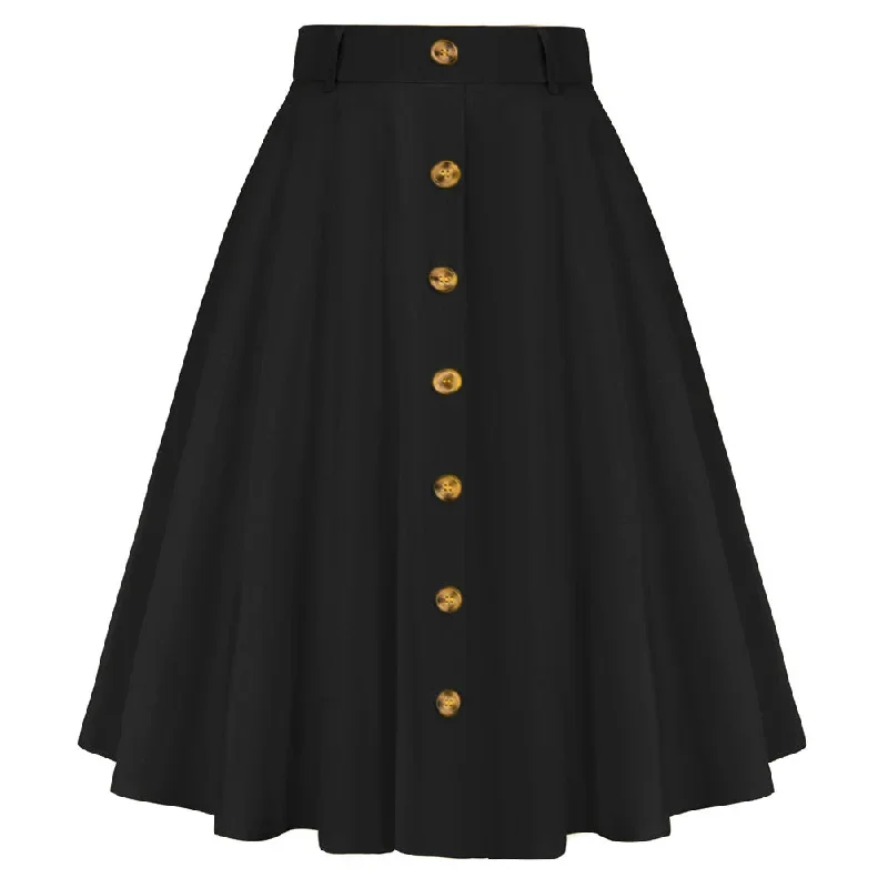 swing-skirt-with-belt-elastic-high-waist-buttons-decorated-skirt-5