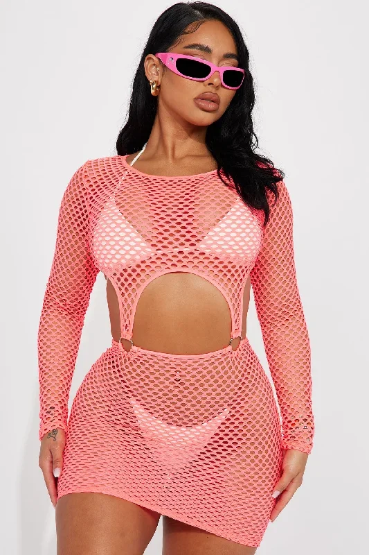 Tan Lines Cover Up Dress - Neon Pink