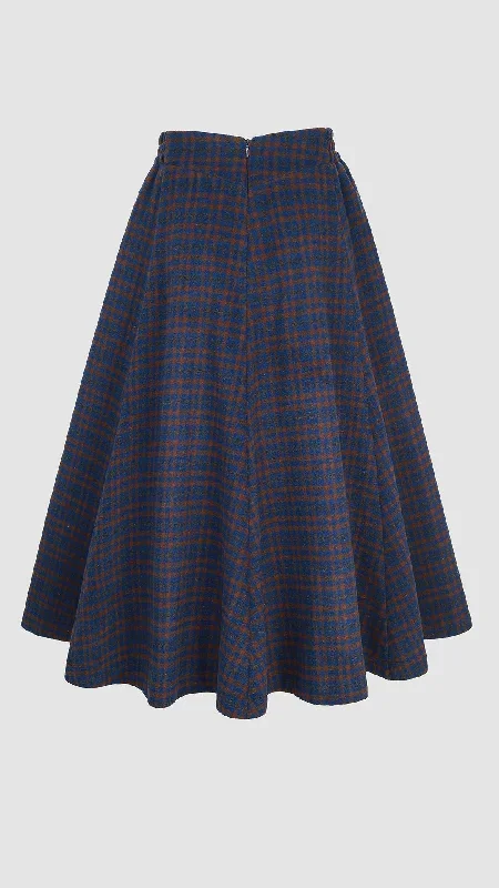 tartan-wool-skirt-in-blue-midi-wool-skirt-vintage-wool-plaid-skirt-winter-circle-wool-skirt-swing-skirt-a-line-skirt-linennaive