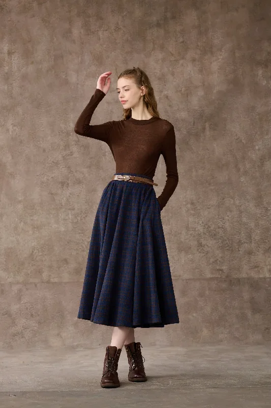 tartan-wool-skirt-in-blue-midi-wool-skirt-vintage-wool-plaid-skirt-winter-circle-wool-skirt-swing-skirt-a-line-skirt-linennaive