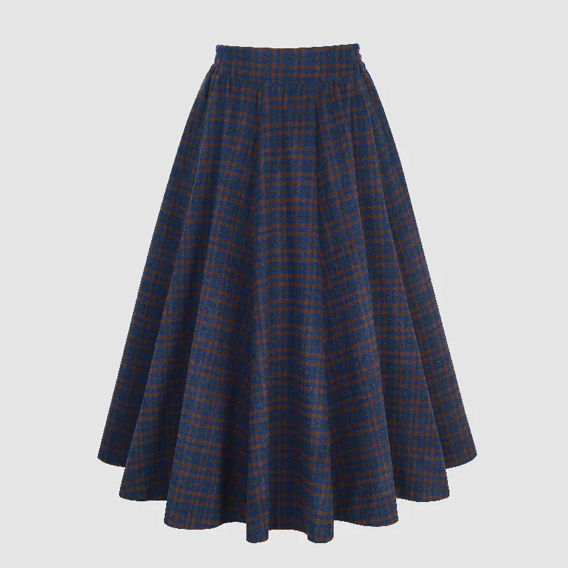 tartan-wool-skirt-in-blue-midi-wool-skirt-vintage-wool-plaid-skirt-winter-circle-wool-skirt-swing-skirt-a-line-skirt-linennaive