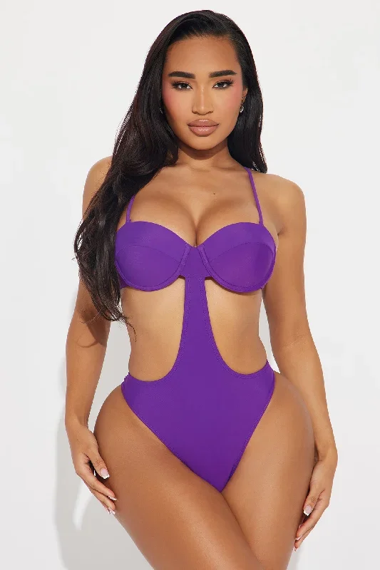 Tyra Cut Out 1 Piece Swimsuit  - Purple