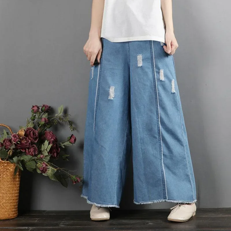 women-casual-denim-blue-wide-leg-pants-loose-elastic-waist-slim-straight-pants