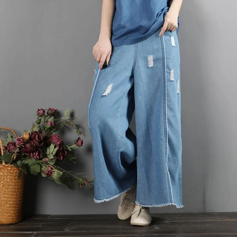 women-casual-denim-blue-wide-leg-pants-loose-elastic-waist-slim-straight-pants