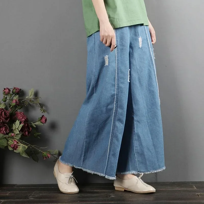 women-casual-denim-blue-wide-leg-pants-loose-elastic-waist-slim-straight-pants