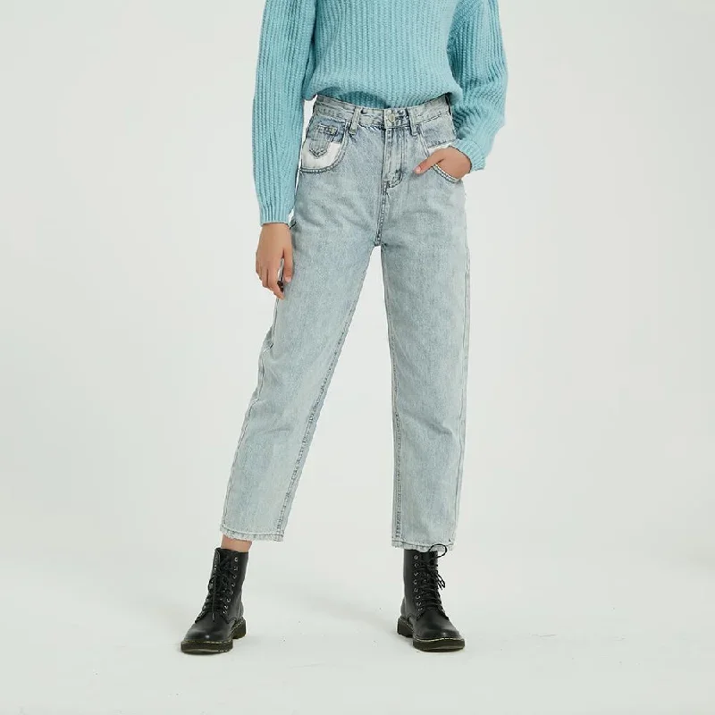 FashionSierra - Women's Solid BF Casual Denim Pants