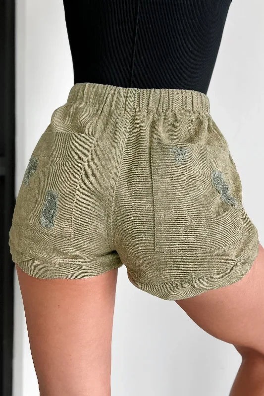 zyair-distressed-twisted-hem-shorts-olive